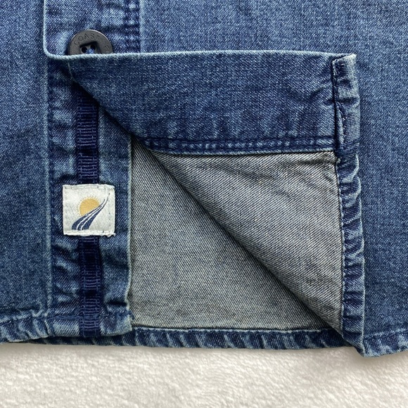 Fundamental Coast Denim Short Sleeve Button Up (Blue) - Picture 13 of 16